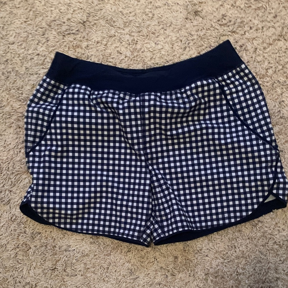 Draper James Navy and White Checkered Athletic Shorts